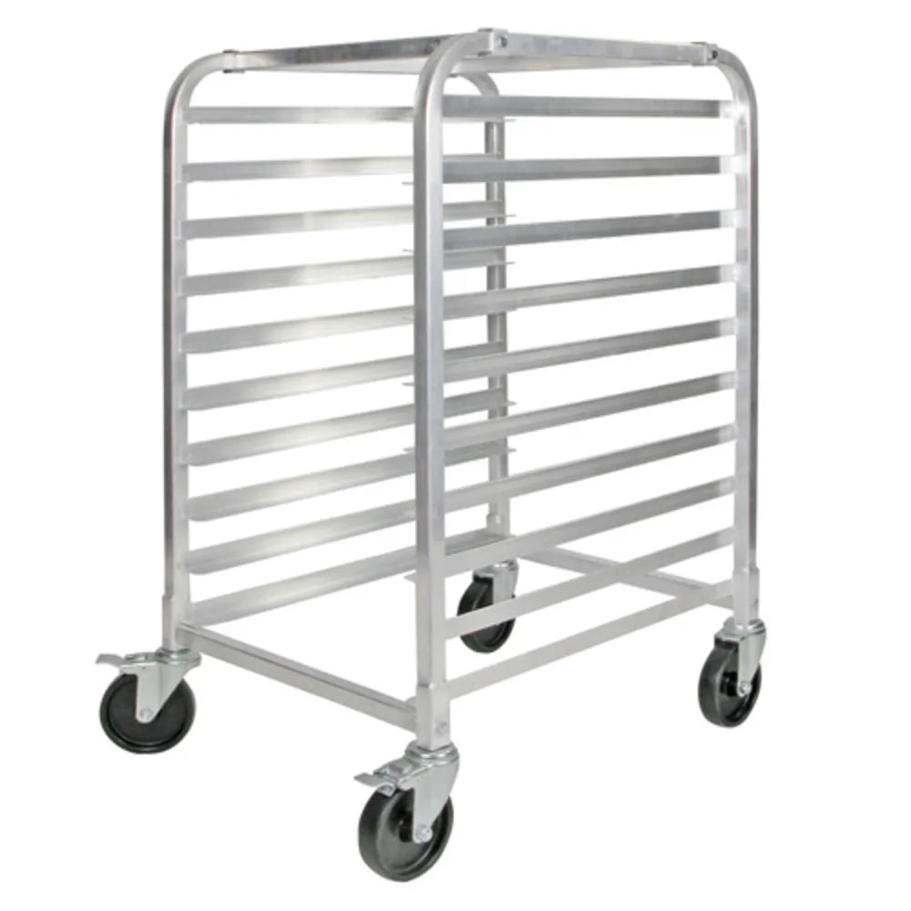 Winco ALRK-10BK Aluminum 10-Tier Sheet Pan Rack with Brakes, Knocked Down