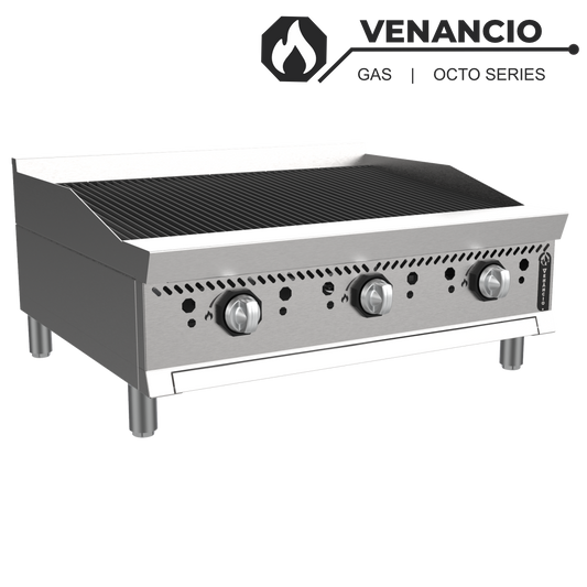 Venancio O15LC Octo Series 15" Lava Rock Gas Countertop Charbroiler