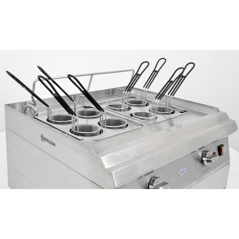 Omcan 41883 Countertop Double Tank Electric Pasta Cooker with Two 9L Capacity
