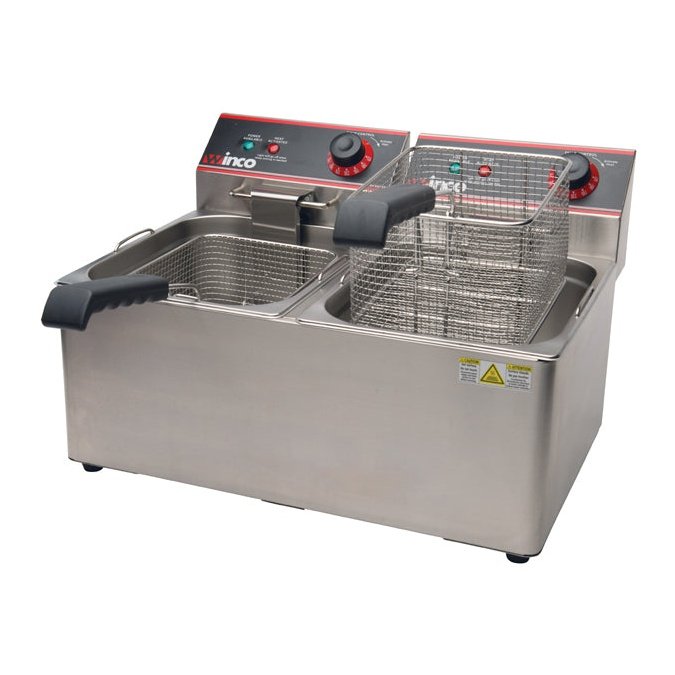 Winco EFT-32 32lb Split Pot Electric Countertop Fryer