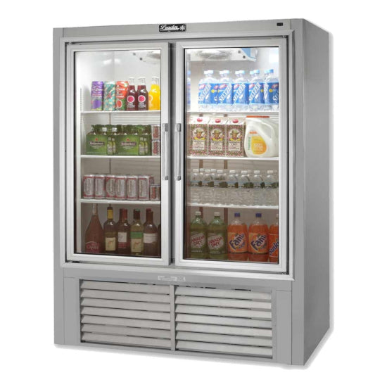 Leader NPS54 54" Swing Glass 2 Door Stainless Steel Merchandiser Refrigerator