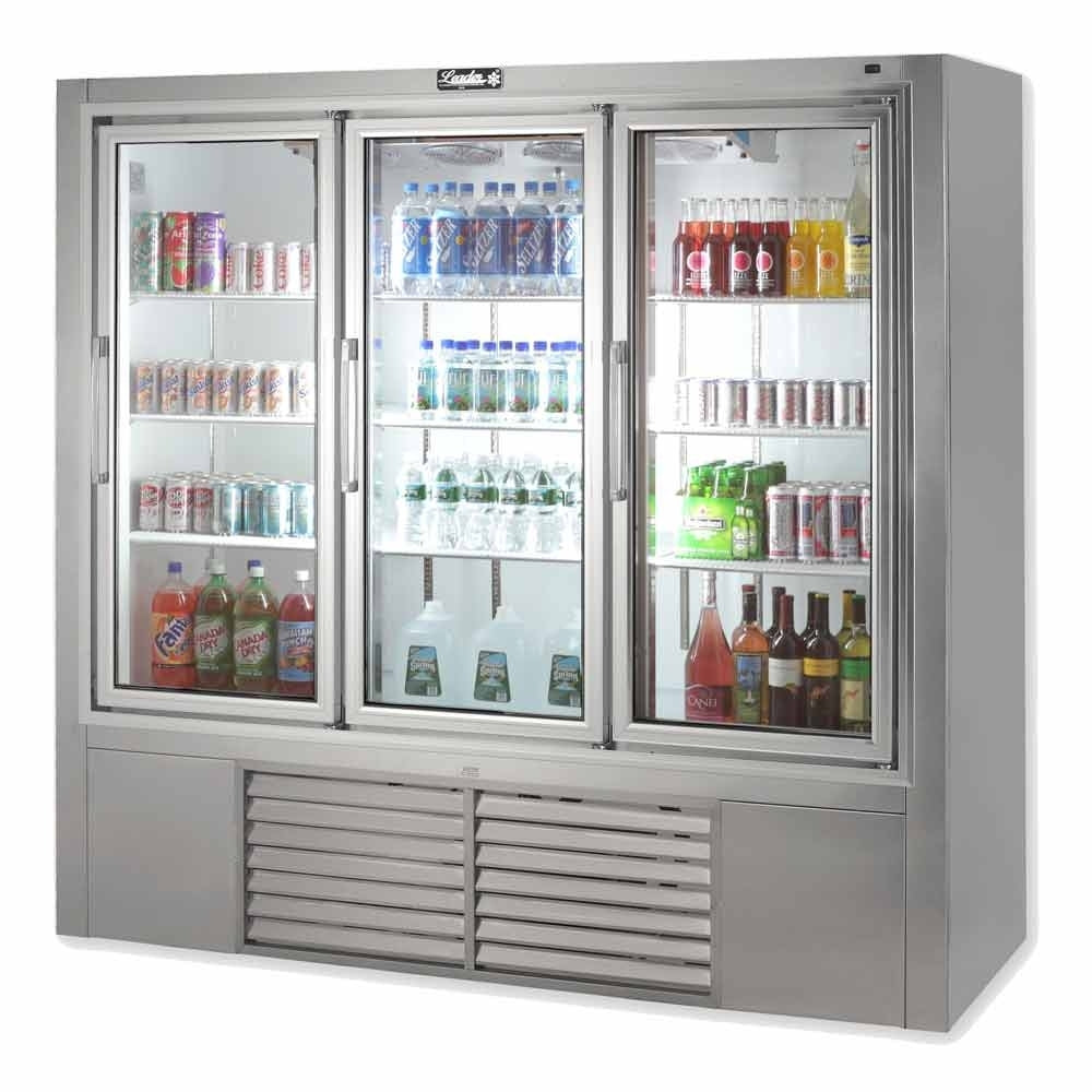Leader NPS79 79" Swing Glass 3 Door Stainless Steel Merchandiser Refrigerator