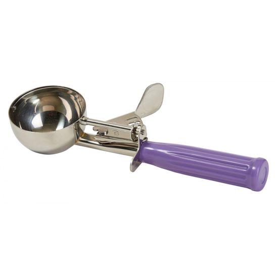 Winco ICD-12P 3.25 oz. Allergen Free Purple Handle Stainless Steel #12 Ice Cream Disher