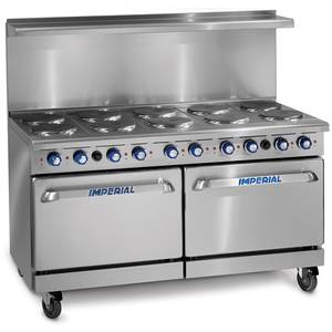 Imperial Range IR-10-E 60" Electric 10 Burner Restaurant Range w/ 2 Standard Ovens