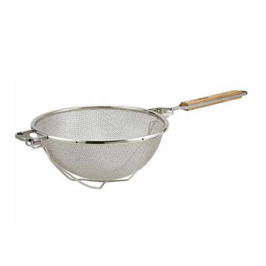 Winco MST-10RB 10-1/4" Nickel-Plated Reinforced Double Mesh Strainer