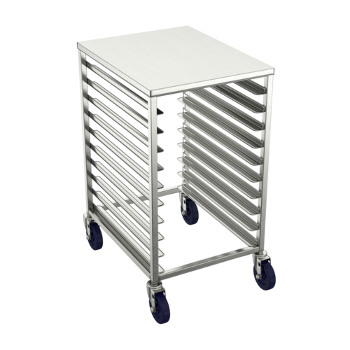 Winholt AL-1810H-ALTOP Aluminum Mobile Half Height Pan Rack with Removable Solid Aluminum Top