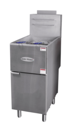 Serv-Ware SGF-40L Serv-Ware - Gas Cooking - 40 LB Deep Fryer - Liquid Propane - Dimensions: 15.5" W x 30.2" D x 46.5" H - Temperature Range: 200°F – 400°F - BTU/H: 30