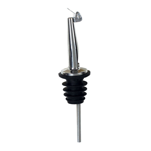 Winco PPM-4C Metal Pourers, Tapered Spout & Hinged Cap, Black Plastic Stopper