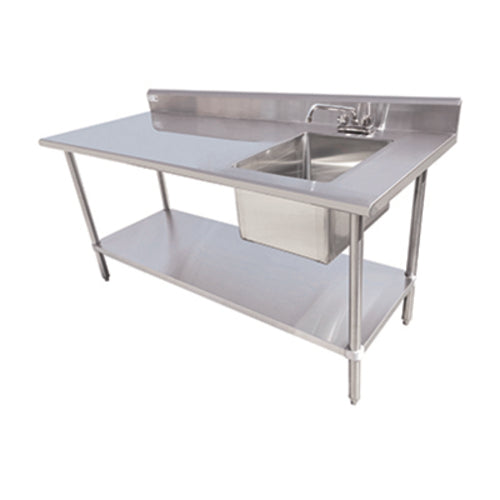 Serv-Ware TSF-3072-R Serv-Ware - Sinks - 72" Table with Sink (Right) - Dimensions: 72" W x 30" D x 35.5" H