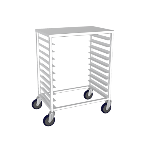 Winholt AL-2610H-SSTOP Aluminum Mobile Half Height Side Loading Pan Rack with Removable Stainless Steel Top