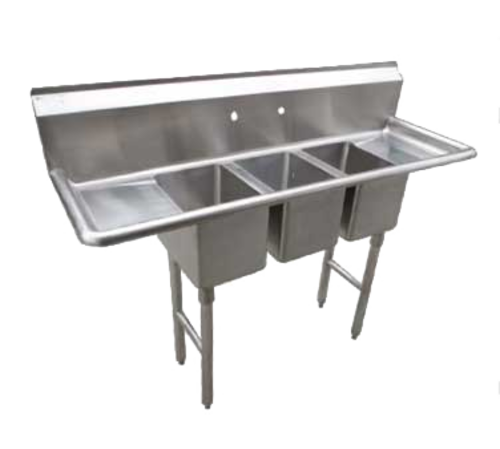 Serv-Ware CS3CWP1410212-V Serv-Ware - Sinks - 58" Compact 3 Bowl - 58"W x 19.5"D x 45.5"H