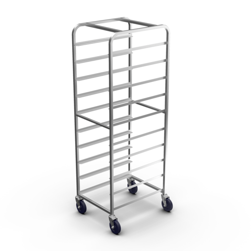 Winholt AL-1810B-2LC Aluminum Mobile Medium Duty End Load Pan Rack with (2) Locking Casters