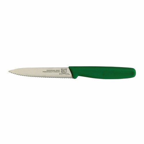 Omcan USA 11496 4-inch Wave Edge Paring Knife with Green Polypropylene Handle