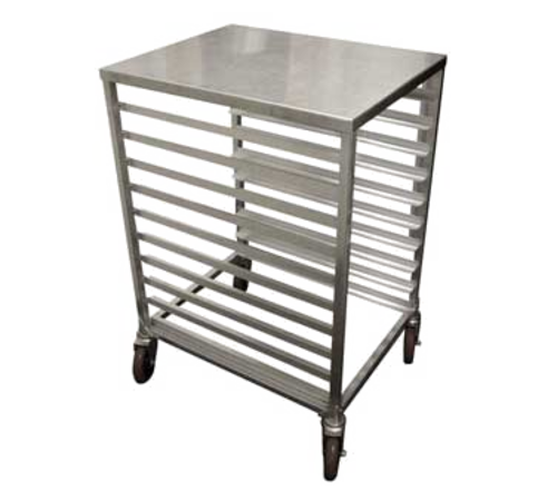 Winholt AL-1810H-SSTOP Aluminum Mobile Half Height Pan Rack with Removable Solid Stainless Steel Top