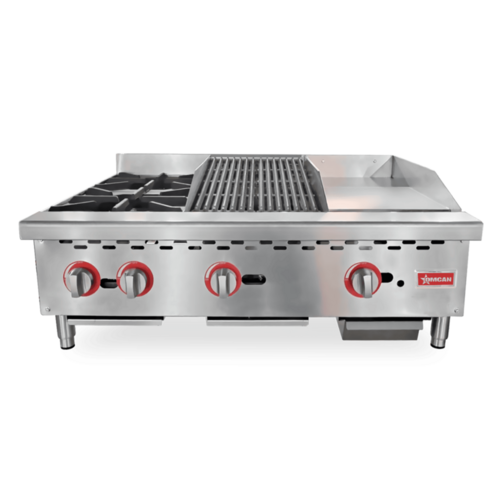 Omcan USA 48086 (CE-CN-12H12C12G) Hotplate/Griddle/Char-Broiler Combination
