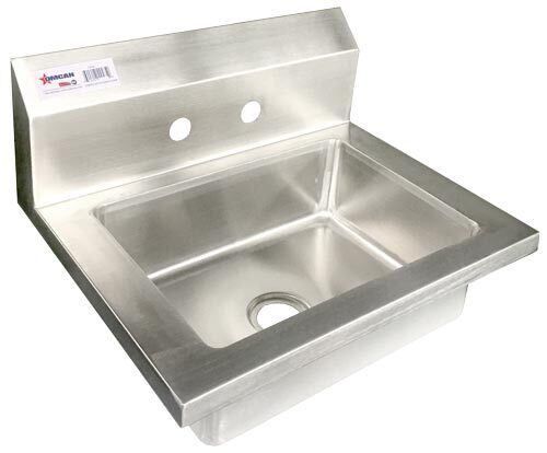 Omcan USA 46582 Fabricated Stainless Steel Wall Mounted Hand Sink With Two Holes