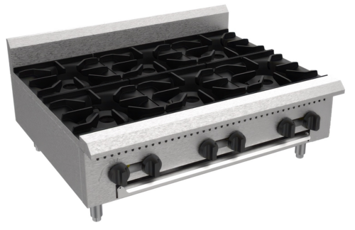 Serv-Ware SHPS-36-SA Serv-Ware - Gas Cooking - 36" Six (6) Burner Hot Plate - Natural Gas - Dimensions: 36" W x 27.2" D x 11.28" H - BTU/H: 25