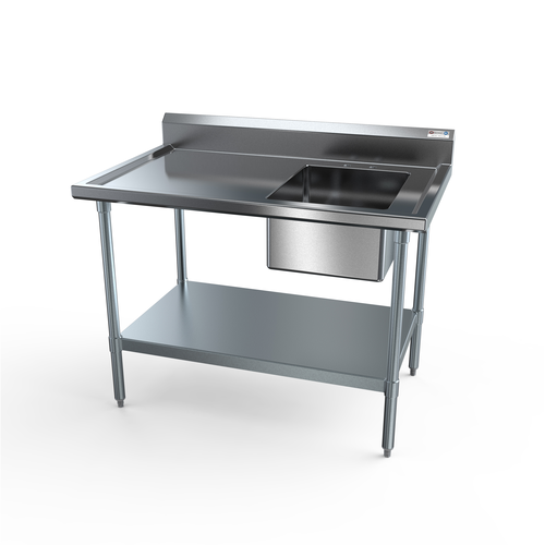 NBR Equipment PTG-1620R4 Economy Work Table With Prep Sink