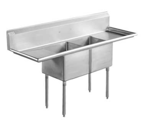 Serv-Ware E2CWP18182-18-V Serv-Ware - Sinks - 14" Deep Economy Sink 2 Bowl - 72"W x 23.5"D x 45.5"H
