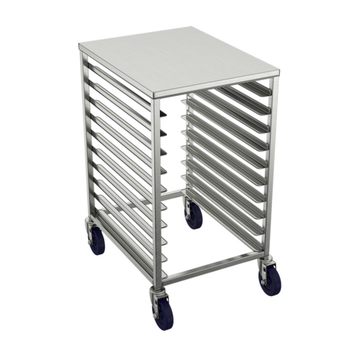 Winholt AL-1810-H-PT Aluminum Mobile Half Height Pan Rack with Removable Poly Top