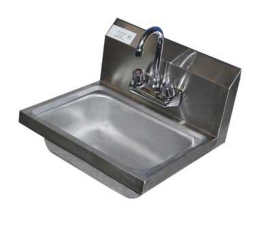 Serv-Ware HS15-CWP Serv-Ware - Sinks - S/S Hand Sink NO Splash Guards - Dimensions: 17" W x 15" D x 13.5" H - Materials: 18 Gauge