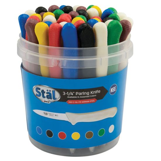 Winco KWP-3046 46-Pack of 3-1/4" High Carbon Steel Paring Knives