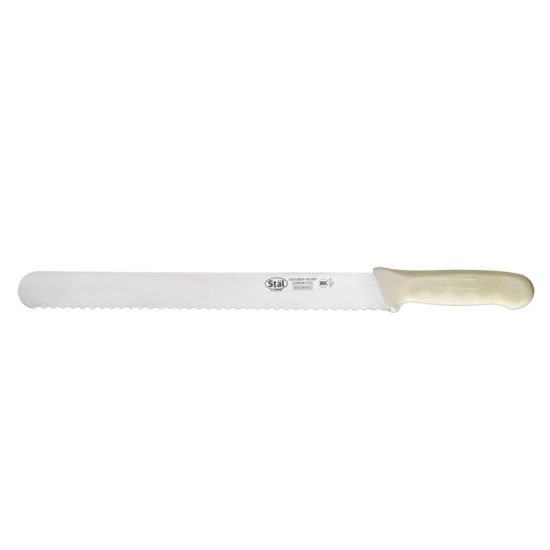 Winco KWP-121 Stal 12" Straight Bread Knife with White Handle
