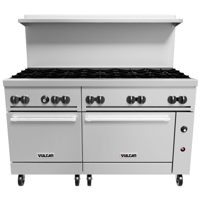 Vulcan 60SS-10BP Endurance™ Series Stainless Steel 60" Professional Liquid Propane Gas Range 10-30,000 BTU Burners with 2 Standard Ovens