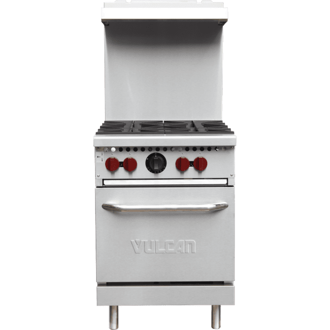 Vulcan SX24-4BN SX Series Stainless Steel 24" Natural Gas Range 4-28,000 BTU Burners and Space Saver Oven