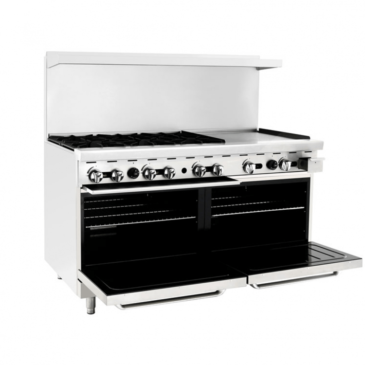 Cook Rite AGR-6B24GR — 60″ Gas Range with Six (6) Open Burners & 24″ Griddle