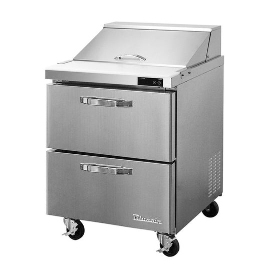 Blue Air BLPT28-D2-HC 28" W 2 Drawer All Stainless Preparation Table with 6 1/6 & 2 1/9 Pans-7.0 cu.ft.