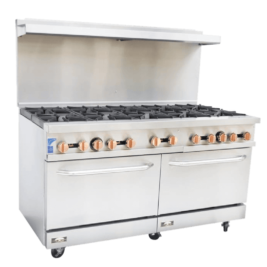 Copper Beech CBR-10 Open Burner Gas Restaurant Range w/ Double Oven