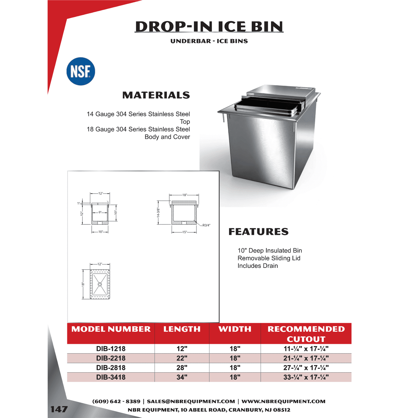 NBR Drop-In Ice Bin