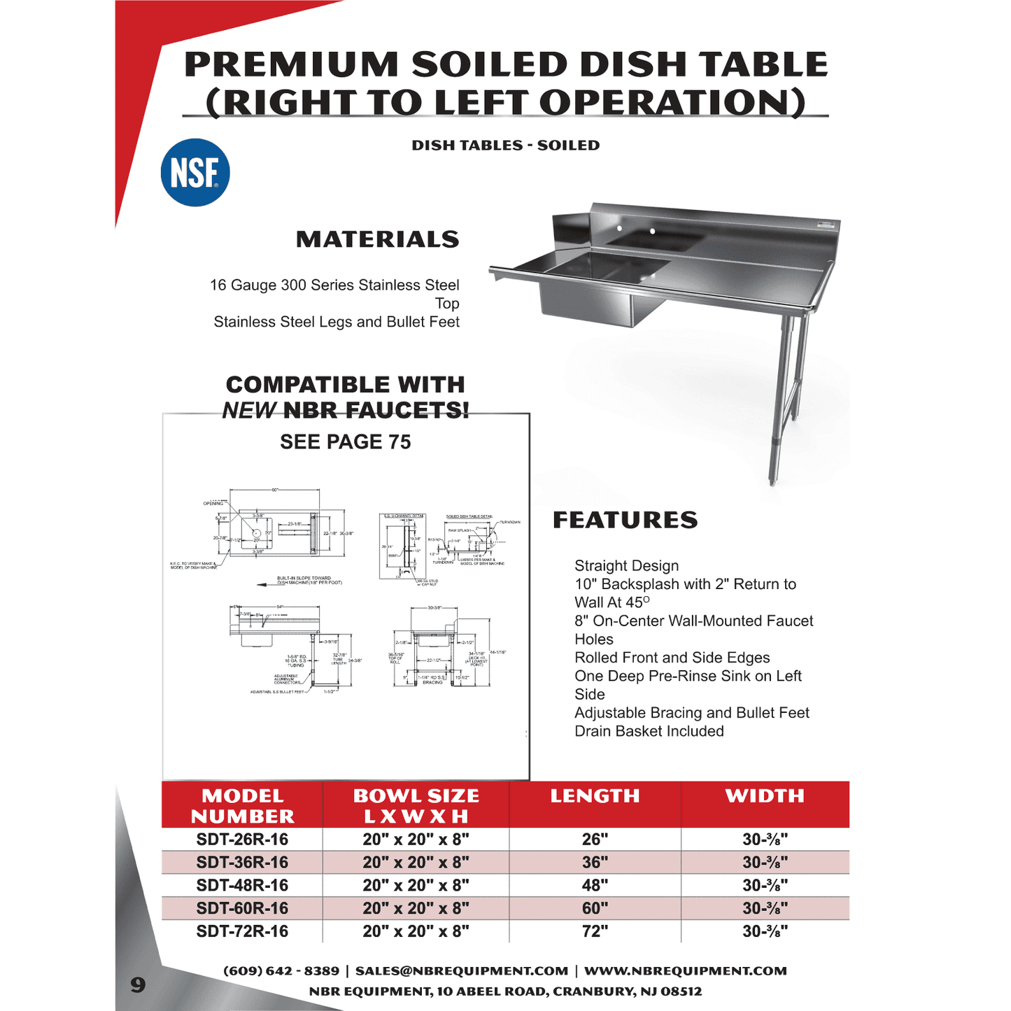 NBR Premium Soiled Dishtable (Left to Right)