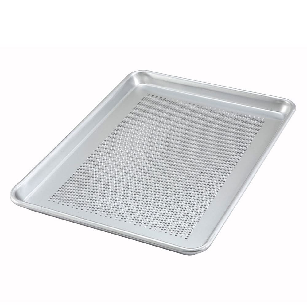 Winco ALXP-1318P 1/2 Half Size Glazed Perforated Aluminum Sheet Pan, 18" x 13"