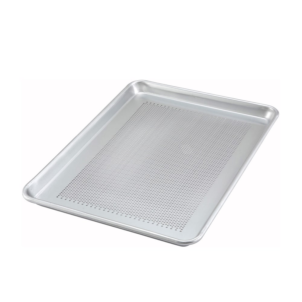 Winco ALXN-1826P 1/1 Full Size Size Glazed Perforated Aluminum Sheet Pan, 26" x 18"