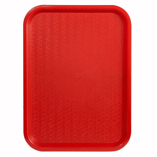 Winco FFT-1216R Red Plastic Fast Food Tray, 12" x 16"
