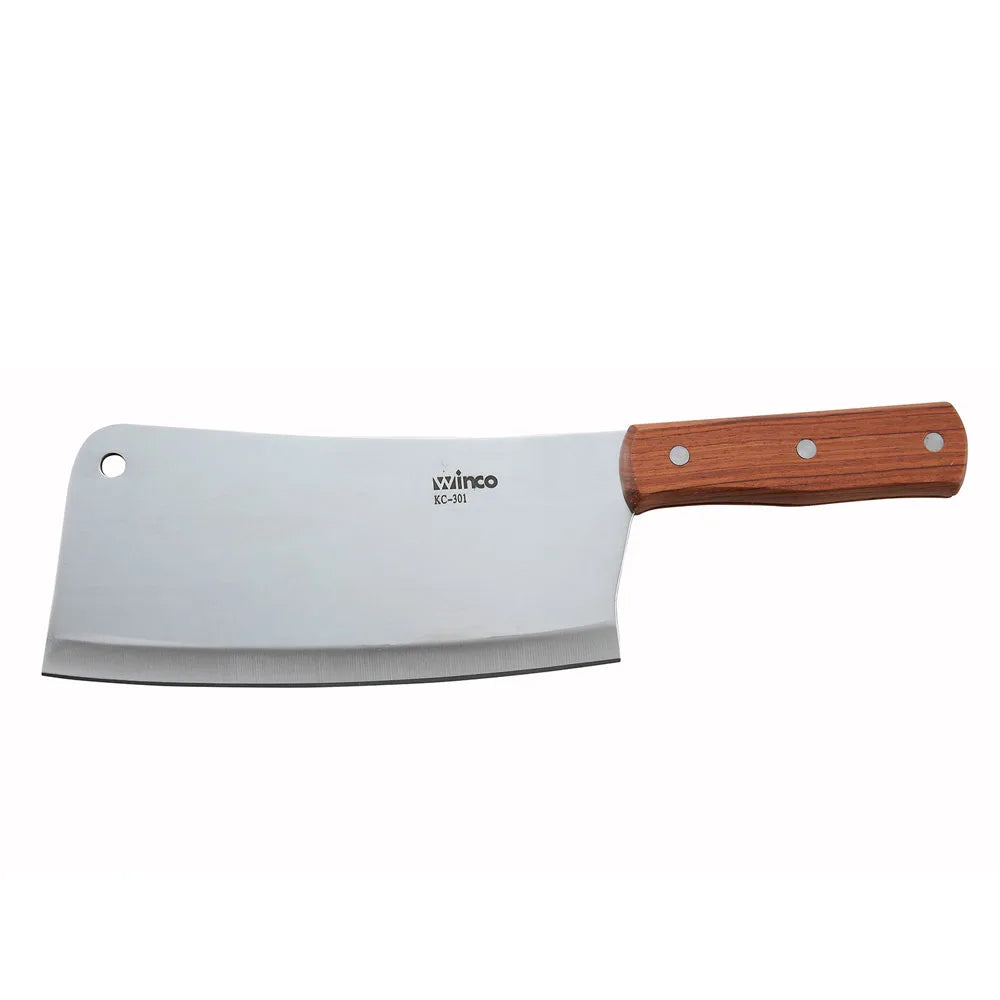 Winco KC-201R 7" Chinese Cleaver with Wooden Handle