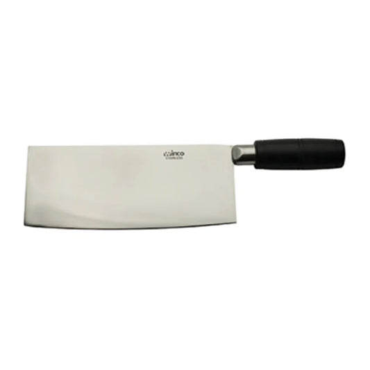 Winco KC-601 Stainless Steel 8" Chinese Cleaver with Black Handle