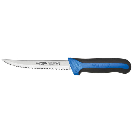 Winco KSTK-50 Sof-Tek 5-1/2" Steel Utility Knife with Black / Blue Handle
