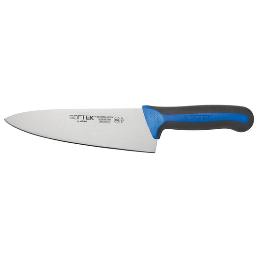 Winco KSTK-80 Sof-Tek 8" High Carbon German Steel Chef's Knife with Blue / Black Handle