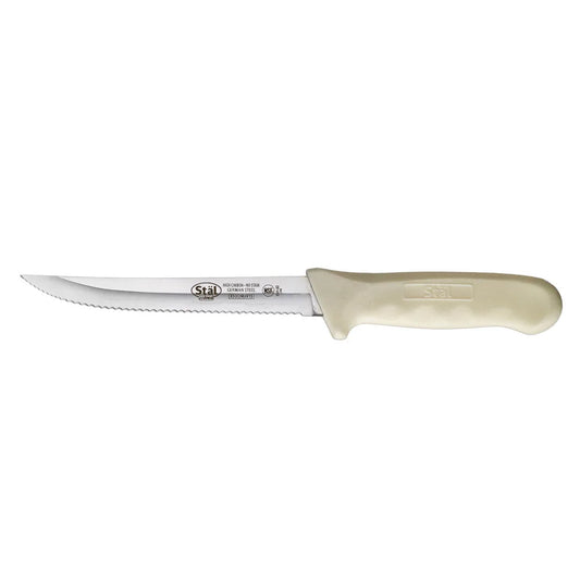 Winco KWP-50 Stal 5-1/2" Steel Utility Knife with White Handle