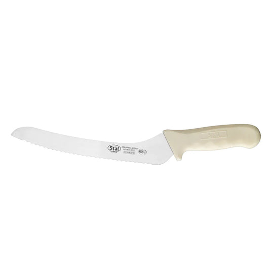 Winco KWP-92 9" Offset Serrated Bread Knife with White Handle