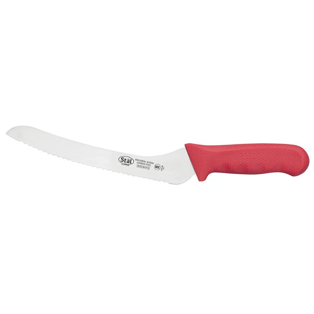 Winco KWP-92R 9" Offset Bread Knife with Red Handle