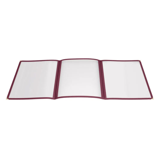 Winco PMCT-9U Burgundy Triple Fold Menu Cover, 9-1/2" x 12"