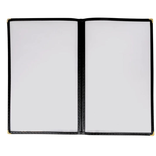 Winco PMCD-14K Black Double-Fold Menu Cover, 9-9/16" x 15"