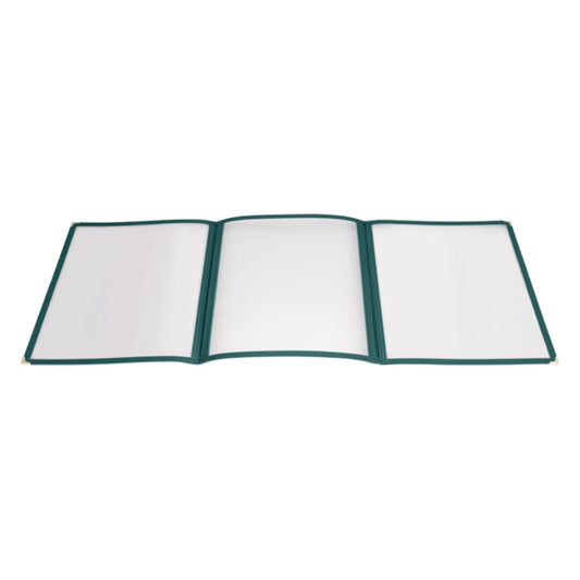 Winco PMCT-9G Green Triple Fold Menu Cover, 9-1/2" x 12"