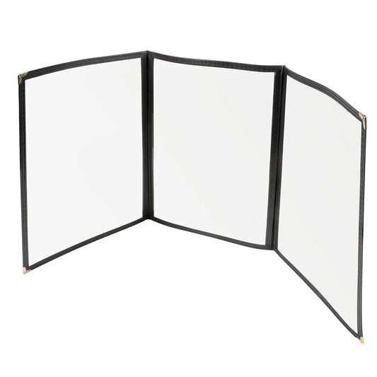 Winco PMCT-9K Black Triple Fold Menu Cover, 9-1/2" x 12"