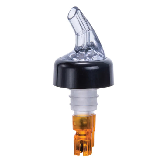Winco PPA-050 .5 oz. Clear Spout / Orange Tail Measured Liquor Pourer with Collar - 12/Pack