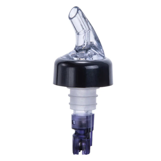 Winco PPA-113 1.125 oz. Clear Spout / Purple Tail Measured Liquor Pourer with Collar - 12/Pack